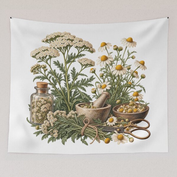 Item preview, Yarrow and Chamomile Specimen Trio – Botanical Illustration Illustration designed and sold by Xnuery.
