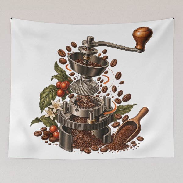 Item preview, Coffee Grinder Burr Anatomy – Home Barista Illustration designed and sold by Xnuery.