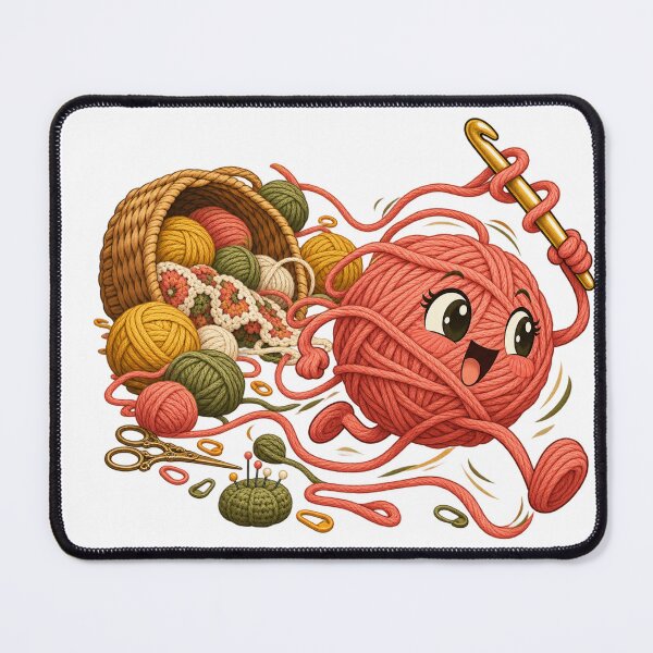 Item preview, Runaway Yarn Ball and Hook – Crochet Humor Illustration designed and sold by Xnuery.