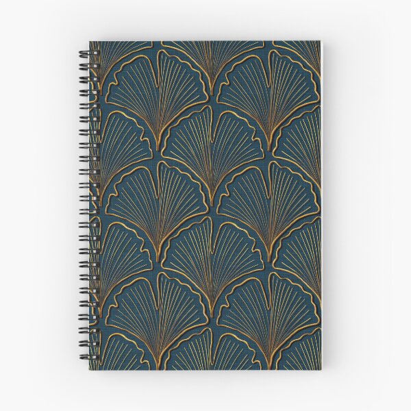 Item preview, Ginkgo Biloba leaves in gold on navy linen designed and sold by OhNoNotAgain42.