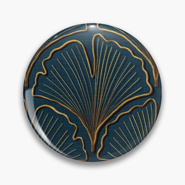 Item preview, Ginkgo Biloba leaves in gold on navy linen designed and sold by OhNoNotAgain42.