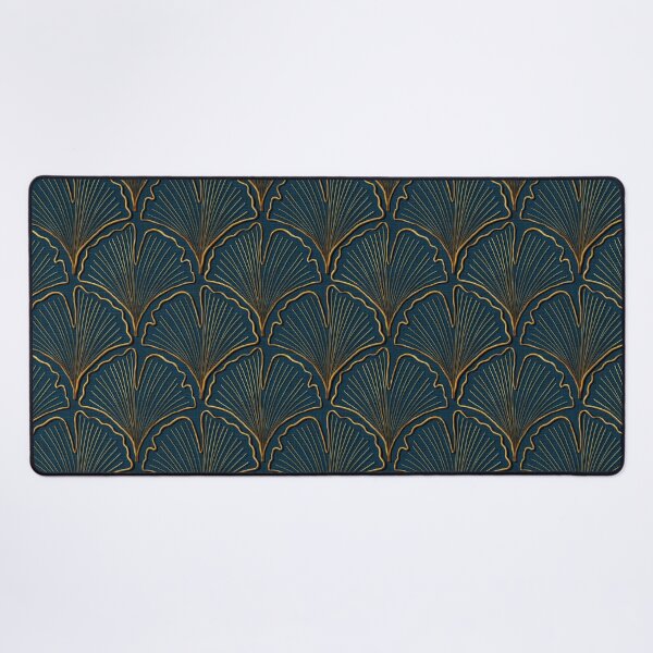 Item preview, Ginkgo Biloba leaves in gold on navy linen designed and sold by OhNoNotAgain42.