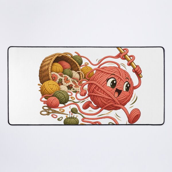 Item preview, Runaway Yarn Ball and Hook – Crochet Humor Illustration designed and sold by Xnuery.