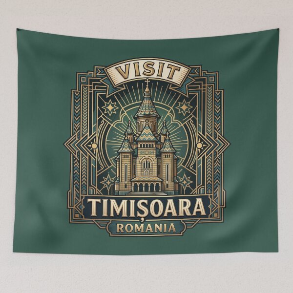 Item preview, Visit Timișoara Romania Art Deco Travel Emblem designed and sold by AIG - Andrei Ilie Graphics.
