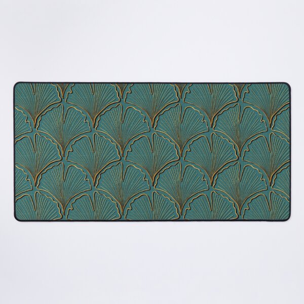 Item preview, Ginkgo Biloba leaves in gold on teal linen designed and sold by OhNoNotAgain42.