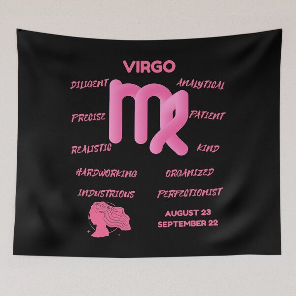 Item preview, Virgo Zodiac Sign Astrology Symbol Horoscope - Soft Pink & Black designed and sold by ZODIARA.