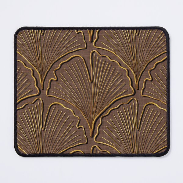 Item preview, Ginkgo Biloba leaves in gold on cocoa brown designed and sold by OhNoNotAgain42.