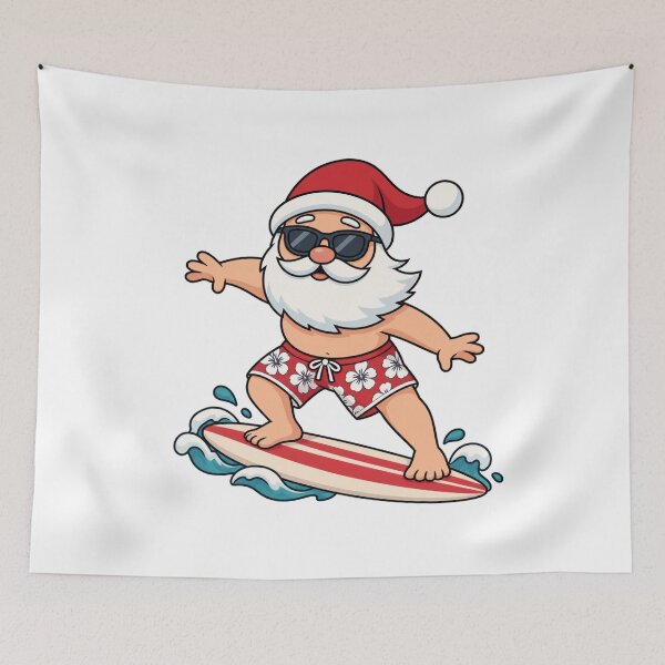 Item preview, surfing santa designed and sold by LuloCreative.