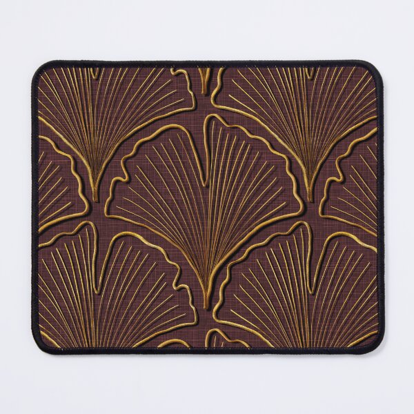 Item preview, Ginkgo Biloba leaves in gold on burgundy plum designed and sold by OhNoNotAgain42.