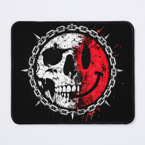Item preview, Half Skull And Red Smiley Face Grunge Art designed and sold by Munib302.
