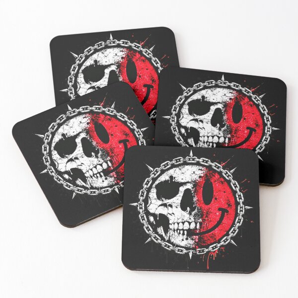 Item preview, Half Skull And Red Smiley Face Grunge Art designed and sold by Munib302.
