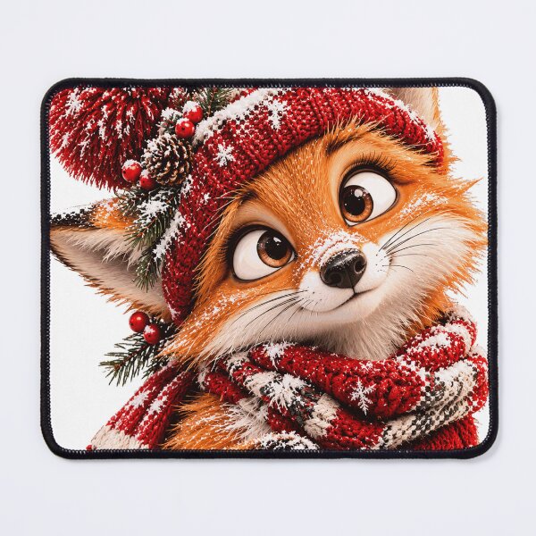 Item preview, Cute Winter Fox – Cozy Snowy Fox in Knitted Hat designed and sold by Line-mood.