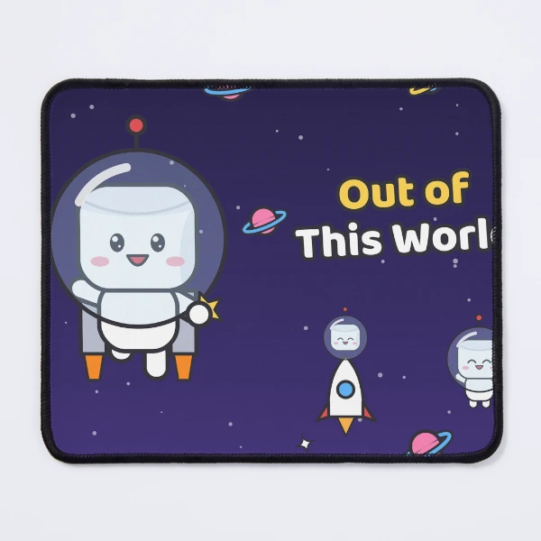 Out of This World - Cute Astronaut Marshmallow Pip in Space — Mouse Pad by BiMood