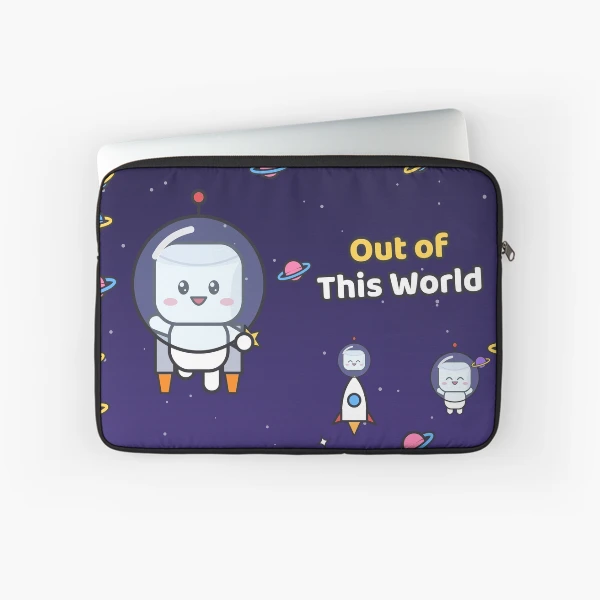 Out of This World - Cute Astronaut Marshmallow Pip in Space — Laptop Sleeve by BiMood