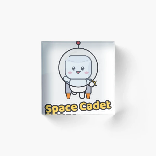 Out of This World - Cute Astronaut Marshmallow Pip in Space — Acrylic Block by BiMood