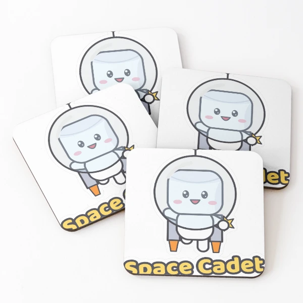Out of This World - Cute Astronaut Marshmallow Pip in Space — Coasters (Set of 4) by BiMood