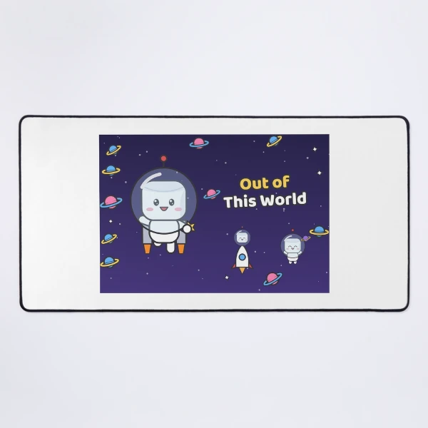 Out of This World - Cute Astronaut Marshmallow Pip in Space — Mouse Pad by BiMood