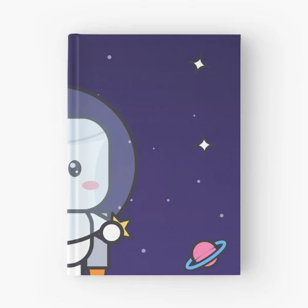 Out of This World - Cute Astronaut Marshmallow Pip in Space — Spiral Notebook by BiMood