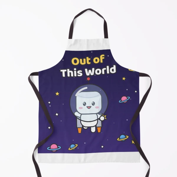Out of This World - Cute Astronaut Marshmallow Pip in Space — Apron by BiMood