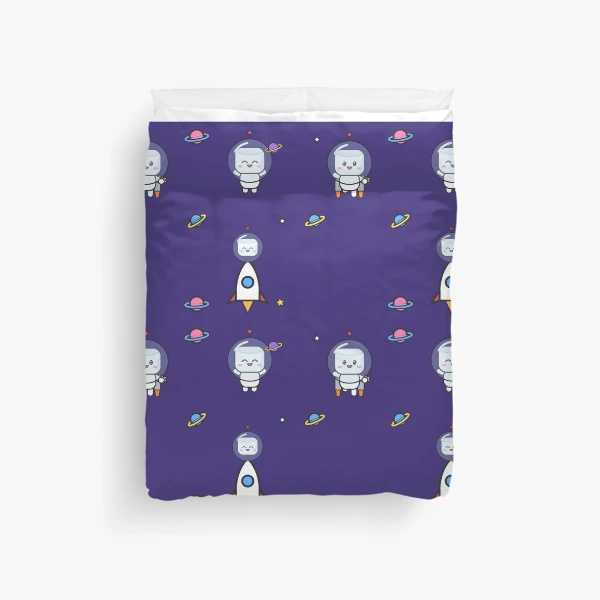 Out of This World - Cute Astronaut Marshmallow Pip in Space — Duvet Cover by BiMood