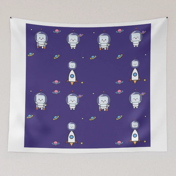 Out of This World - Cute Astronaut Marshmallow Pip in Space — Tapestry by BiMood