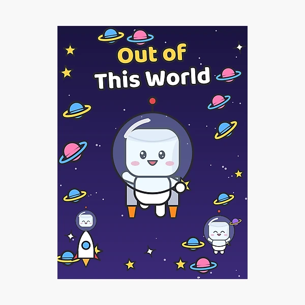Out of This World - Cute Astronaut Marshmallow Pip in Space — Photographic Print by BiMood