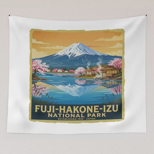 Item preview, Fuji Hakone Izu National Park Japan Vintage  designed and sold by GabeMountainArt.
