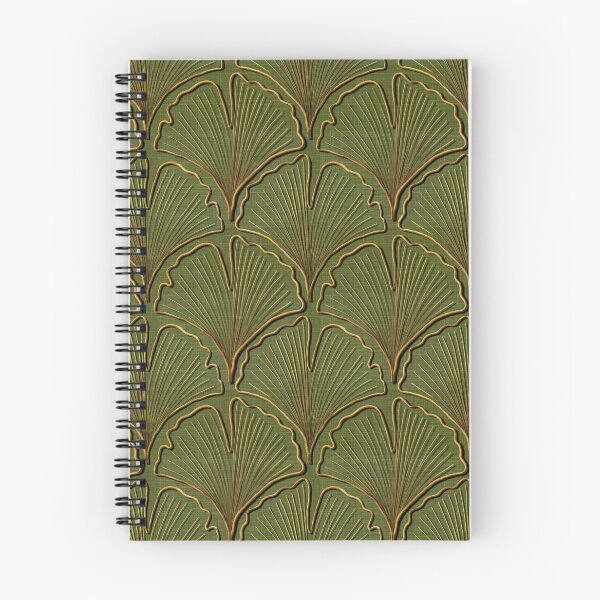 Item preview, Ginkgo Biloba leaves in gold on moss Green designed and sold by OhNoNotAgain42.