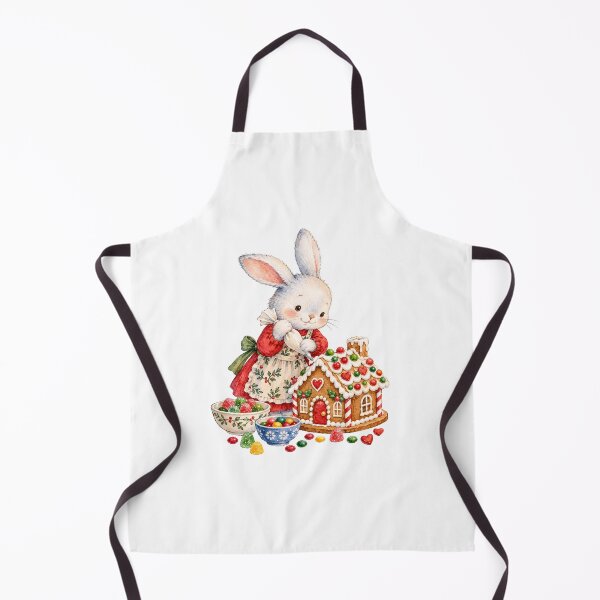 Item preview, Watercolor Bunny Decorating Gingerbread House designed and sold by Watercolorsart.