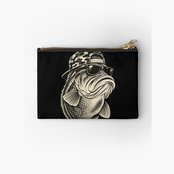 Item preview, Camouflage Bass Fisher Monochrome Outdoor Portrait Artwork designed and sold by Felinefinesse.