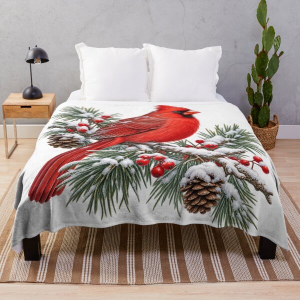 Item preview, Snowy Branch with Northern Cardinal – Winter Birds Illustration designed and sold by Xnuery.