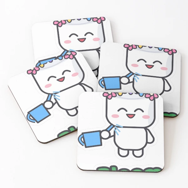 Bloom Where You're Planted - Cute Garden Marshmallow Pip with Flowers — Coasters (Set of 4) by BiMood