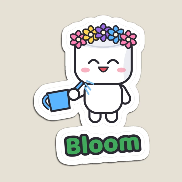 Bloom Where You're Planted - Cute Garden Marshmallow Pip with Flowers — Magnet by BiMood