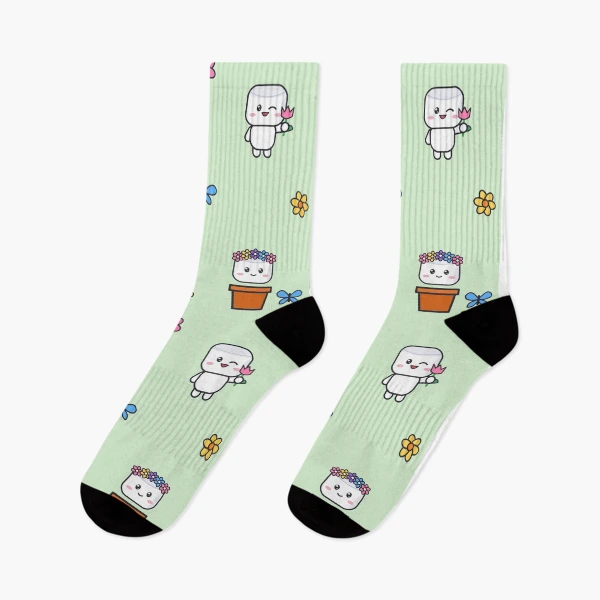 Bloom Where You're Planted - Cute Garden Marshmallow Pip with Flowers — Socks by BiMood