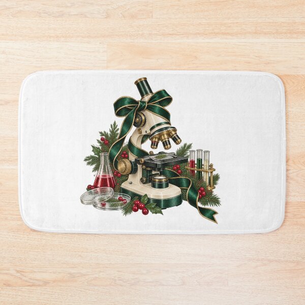 Item preview, Microscope Before Mistletoe – Lab Tech Christmas Illustration designed and sold by Xnuery.