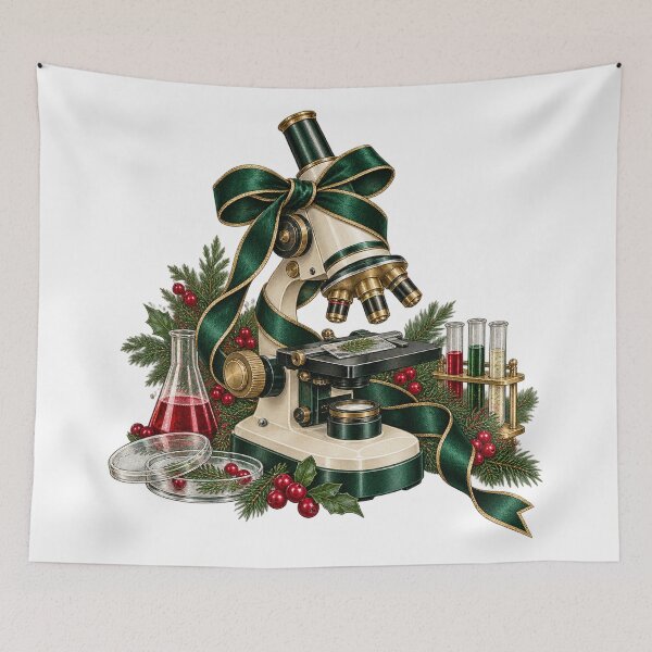 Item preview, Microscope Before Mistletoe – Lab Tech Christmas Illustration designed and sold by Xnuery.