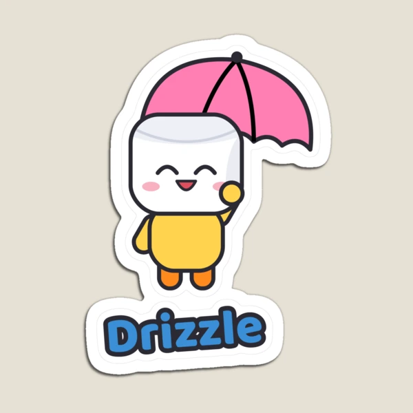 Hello Rainy Days - Cute Raincoat Marshmallow Pip with Umbrella — Magnet by BiMood
