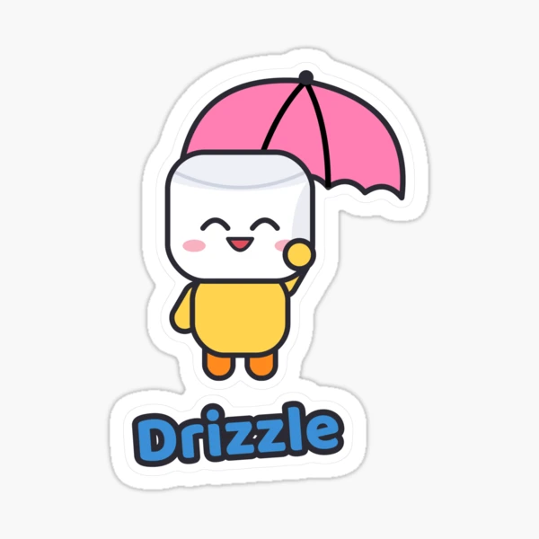 Hello Rainy Days - Cute Raincoat Marshmallow Pip with Umbrella — Sticker by BiMood