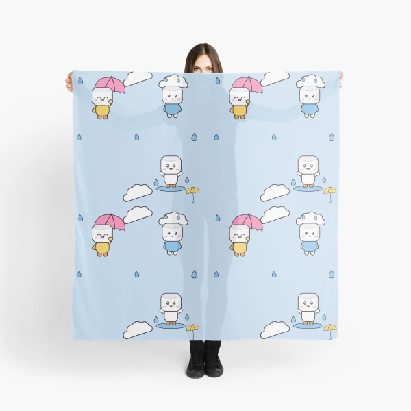 Hello Rainy Days - Cute Raincoat Marshmallow Pip with Umbrella — Scarf by BiMood