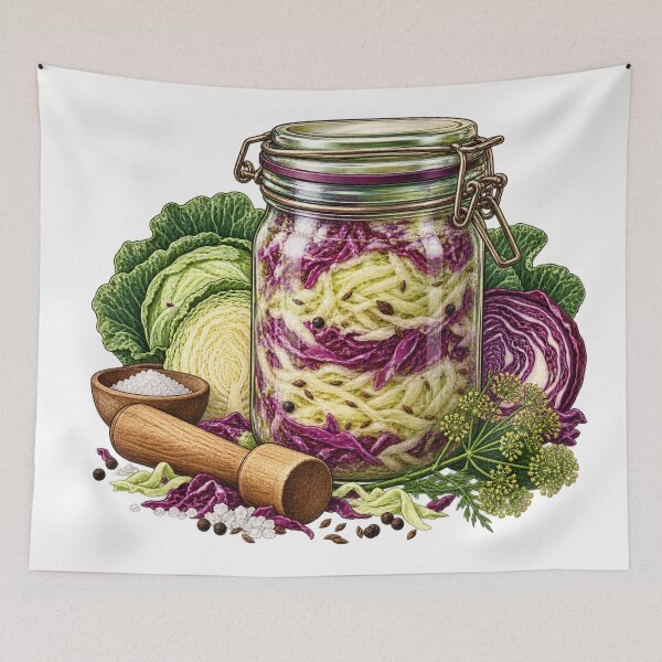 Item preview, Cabbage Is Doing Science – Fermentation Illustration designed and sold by Xnuery.