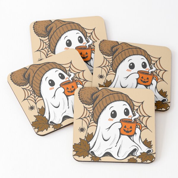 Item preview, Halloween Ghost Drinking Coffee designed and sold by luckysolo.