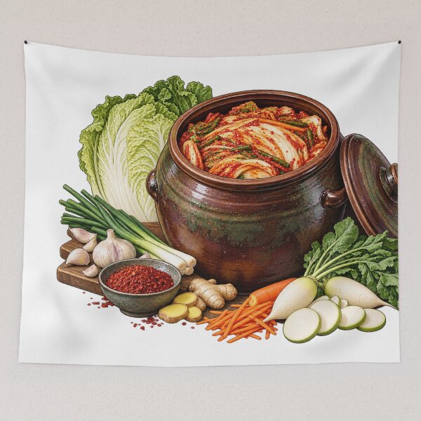 Item preview, Kimchi Crock Bubble Diagram – Fermentation Illustration designed and sold by Xnuery.