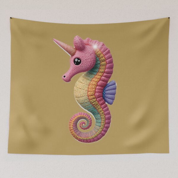Item preview, Magical Rainbow Unicorn Seahorse Embroidery designed and sold by MargaretPolanco.