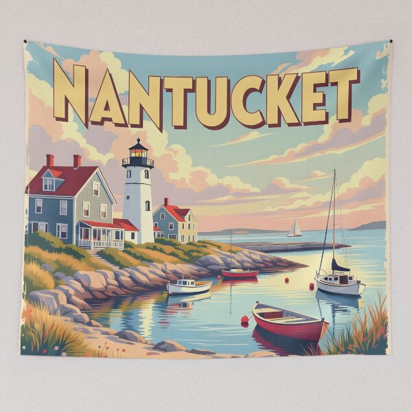 Item preview, Nantucket Massachusetts – Vintage Island Travel Poster designed and sold by LSVart.