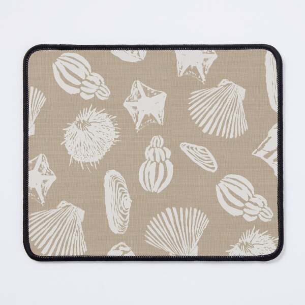 Item preview, Neutral beige seashells blockprint designed and sold by Anne Londez Studio.