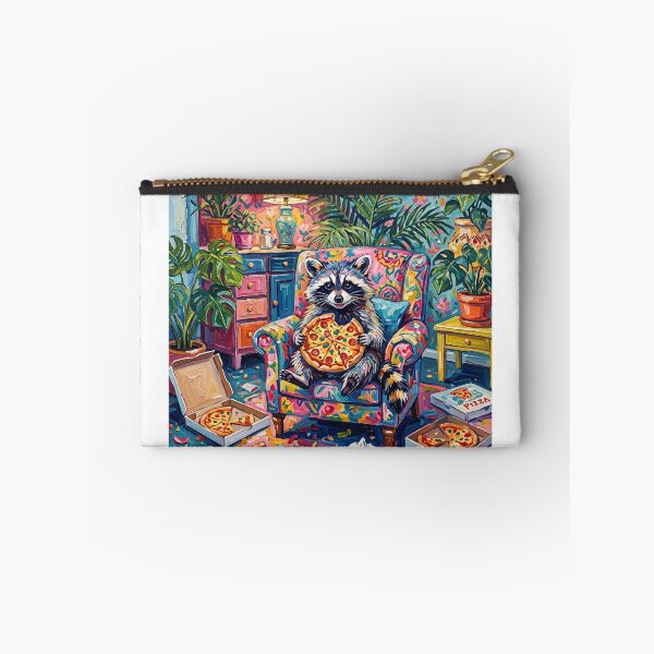 Item preview, Raccoon Eating Pizza Oil Painting Sarcastic Trash Panda Art designed and sold by LexaArtworks.