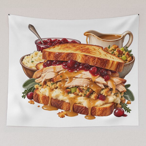 Item preview, Thanksgiving Leftovers Sandwich Diagram – Thanksgiving Leftovers Illustration designed and sold by Xnuery.