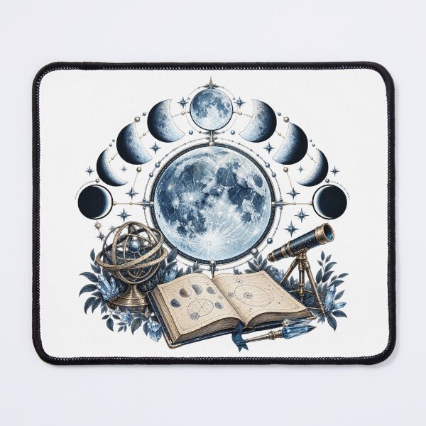 Item preview, Icy Blue Moon Phase Atlas – Astronomy Illustration designed and sold by Xnuery.