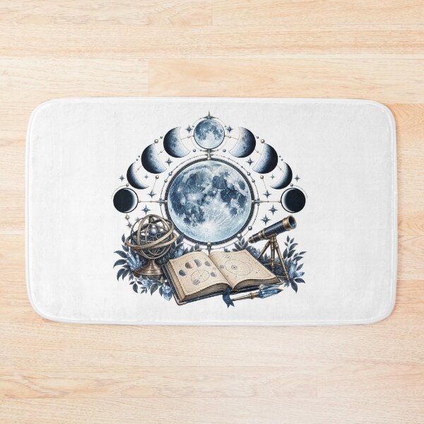 Item preview, Icy Blue Moon Phase Atlas – Astronomy Illustration designed and sold by Xnuery.