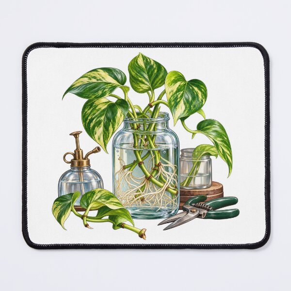 Item preview, Pothos Cutting in Glass Water – Plant Propagation Illustration designed and sold by Xnuery.